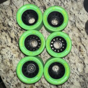 Riedell Demon EDM Wheels Only Roller Skate 6 Pack of 43mm x 62mm Green Pre Owned